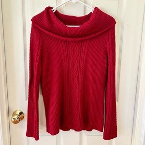 Jeanne Pierre Red Cowl Neck Knit Sweater S